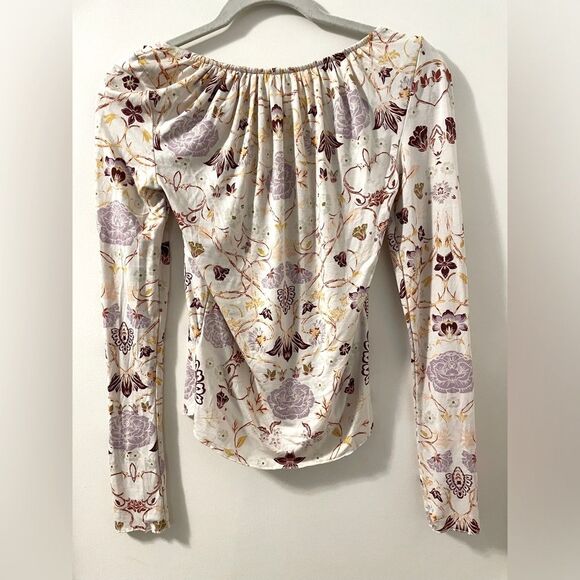 Free People Make It Easy Whats Your Shade Fitted Floral Print Tie Top Sz M - Picture 2 of 8